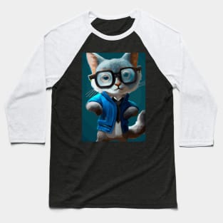 Nerd Cat Baseball T-Shirt